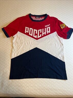 Bosco Men's Russia Colorblock Short Sleeve Tee - Red/White/Blue, M